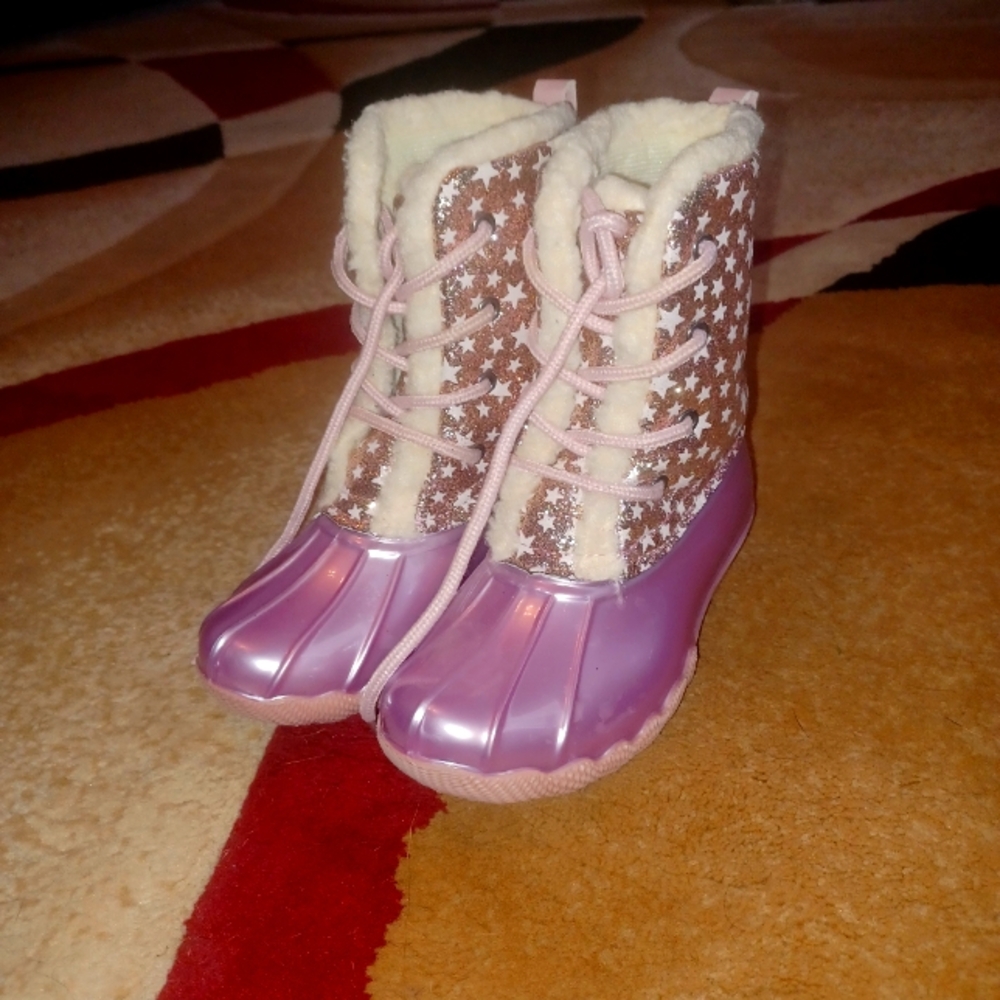 Pink glitter Stars Kids Snow Boots